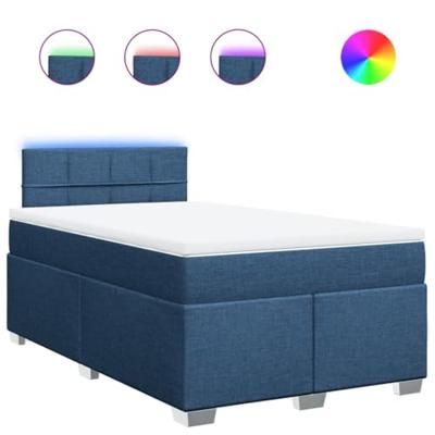 vidaXL Boxspring met matras stof blauw 120x190 cm