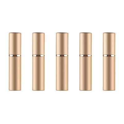 5 stuks portable mini hervulbare glas parfum fijne mist verstuivers met metallic exterieur 5ml (goud)