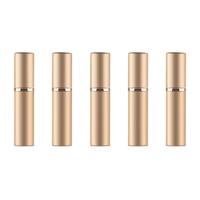 5 stuks portable mini hervulbare glas parfum fijne mist verstuivers met metallic exterieur 5ml (goud) - thumbnail