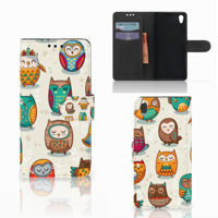 Sony Xperia Z5 | Z5 Dual Telefoonhoesje met Pasjes Vrolijke Uilen - thumbnail
