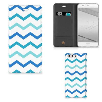 Huawei P10 Plus | Hoesje met Magneet | Zigzag Blauw