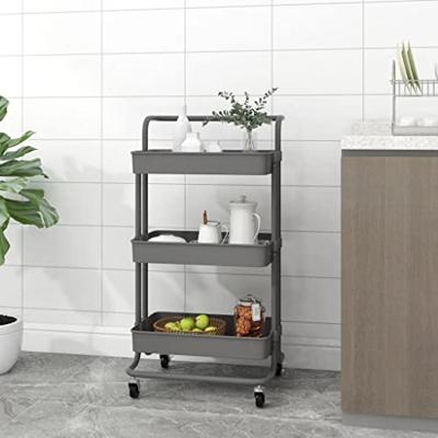 VidaXL Keukentrolley 3-laags 42x35x85 cm ijzer en abs grijs