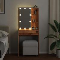 Kaptafel met LED-verlichting 60x40x140 cm oud houtkleurig - thumbnail