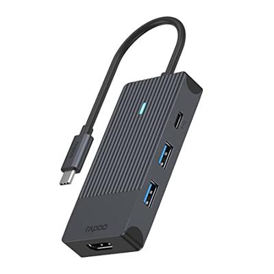 Rapoo UCM-2001 USB-C Adapter 4-in-1 USB Hub Zwart - thumbnail