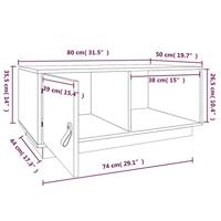 Salontafel 80x50x35,5 cm massief grenenhout zwart - thumbnail