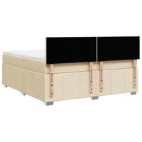 vidaXL Boxspring met matras stof crèmekleurig 180x200 cm - thumbnail