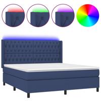 Boxspring met matras en LED stof blauw 160x200 cm - thumbnail