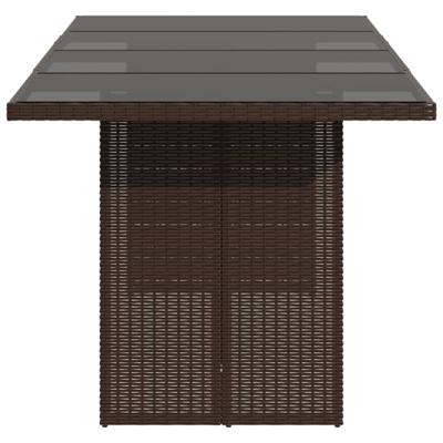 Tuintafel met glazen blad 190x80x75 cm poly rattan bruin - thumbnail