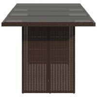 Tuintafel met glazen blad 190x80x75 cm poly rattan bruin - thumbnail