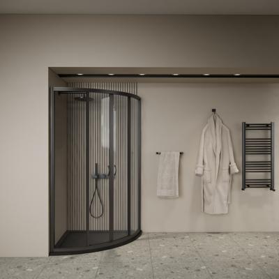 Douchecabine BWS Ola 90x90x190 cm Kwartrond Schuif Zwart Boss & Wessing