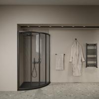 Douchecabine BWS Ola 90x90x190 cm Kwartrond Schuif Zwart Boss & Wessing - thumbnail