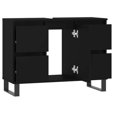 Badkamerkast 80x33x60 cm bewerkt hout zwart