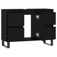 Badkamerkast 80x33x60 cm bewerkt hout zwart - thumbnail