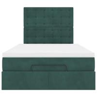 Ottoman bed met matrassen 120x200cm fluweel donkergroen - thumbnail