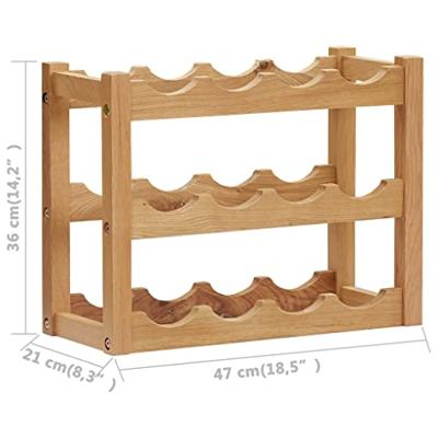 VidaXL Wijnrek voor 12 flessen 47x21x36 cm massief eikenhout VidaXL Wijnrek voor 12 flessen 47x21x36 cm massief eikenhout