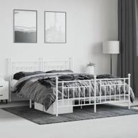 Bedframe met hoofd- en voeteneinde metaal wit 183x213 cm - thumbnail