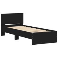 Bedframe met hoofdbord en LED-verlichting zwart 75x190 cm - thumbnail