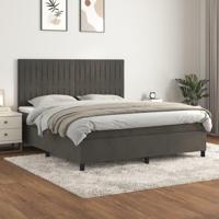 Boxspring met matras fluweel donkergrijs 180x200 cm - thumbnail
