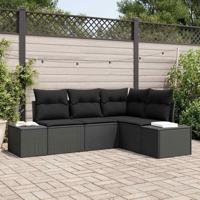 Tuinbankenset met opslag 4 pcs Zwart poly rattan - thumbnail