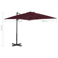 Zweefparasol met aluminium paal 250x250 cm bordeauxrood - thumbnail