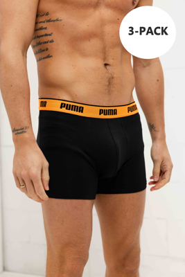 Puma Everyday Basic Boxershort Heren 3-Pack Zwart Combi - Maat S - Kleur: ZwartGeelBlauwOranje | Soccerfanshop