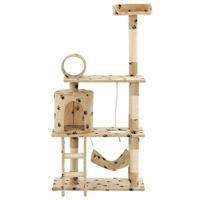 VidaXL Kattenkrabpaal met sisal krabpalen 140 cm pootafdrukken beige - thumbnail