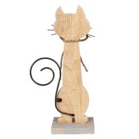 Clayre & Eef Decoratie Beeld Kat 38 cm Wit Hout - thumbnail