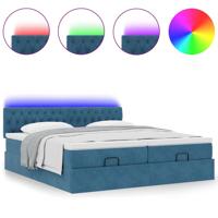 Ottoman bed met matrassen en LED's 160x200cm fluweel - thumbnail