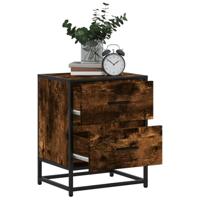 Nachtkastje 40x31x50 cm bewerkt hout gerookt eikenkleurig - thumbnail