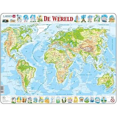 Selecta Larsen legpuzzel kaart wereld - geografisch, 80st. Selecta Larsen legpuzzel kaart wereld - geografisch, 80st.