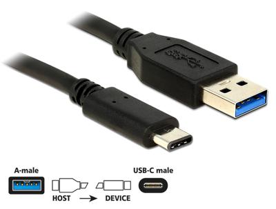 Delock 83869 SuperSpeed USB 10 Gbps (USB 3.2 Gen 2) Kabel Type-A naar USB Type-C 0,5 m