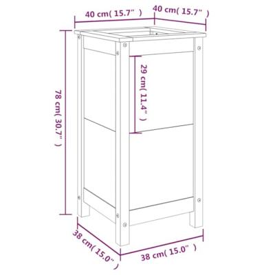 VidaXL Plantenbak 40x40x78 cm massief grenenhout wit