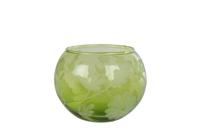 Theelicht Flower S groen glas 10x10x8cm - thumbnail