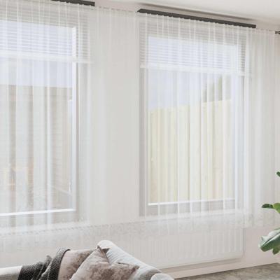 VidaXL Kantgordijn met gordijnen bloemen wit 280 x 900 cm polyester VidaXL Kantgordijn met gordijnen bloemen wit 280 x 900 cm polyester