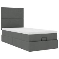 Ottoman bed met matras en LED's 120x190 cm stof donkergrijs - thumbnail