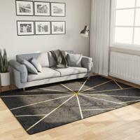 VidaXL Vloerkleed wasbaar anti-slip 160x230 cm zwart en goudkleurig - thumbnail