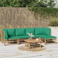 6-delige Loungeset met kussens bamboe groen - thumbnail