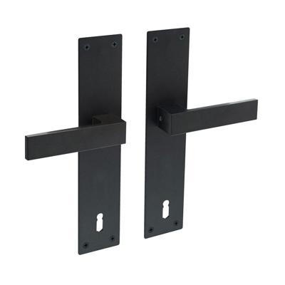 Deurkruk Amsterdam met schild 250x55x2mm sleutelgat 110mm zwart