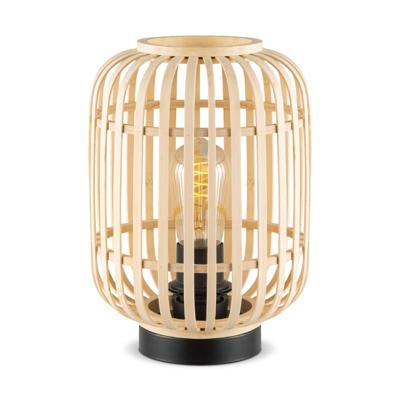 Boheemse stijl Tafellamp - Bamboe Lampenkap - Cilinder - Beige - Ø21,5 x 30 cm - E27 fitting - Ontworpen voor gebruik in slaapkamers en studeerkamers - Met schakelaar