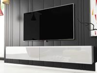 TV-meubel DUBAI 2 klapdeuren 180 cm wit/hoogglans wit met verlichting - thumbnail