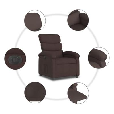 Fauteuil verstelbaar elektrisch stof donkerbruin - thumbnail