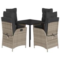 5-delige Tuinset met kussens poly rattan grijs - thumbnail