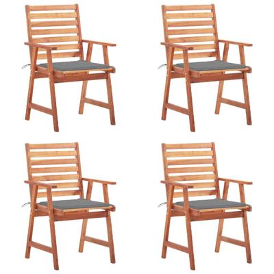 Tuinstoelen 4 st met kussens massief acaciahout