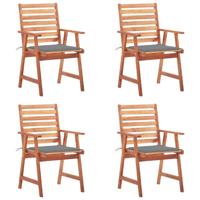 Tuinstoelen 4 st met kussens massief acaciahout - thumbnail