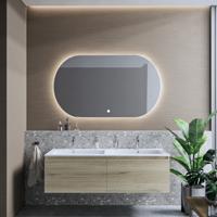 Badkamermeubelset BWS Anubis 120cm 2 Laden Natuur Eiken Met Wastafel (Naar Keuze) - thumbnail