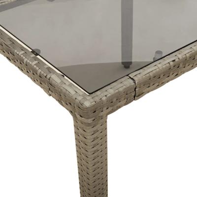 Tuintafel met glazen blad 90x90x75 cm poly rattan grijs - thumbnail