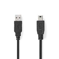 USB-Kabel | USB 2.0 | USB-A Male | USB Mini-B 5-Pins Male | 480 Mbps | Vernikkeld | 1.00 m | Rond | - thumbnail