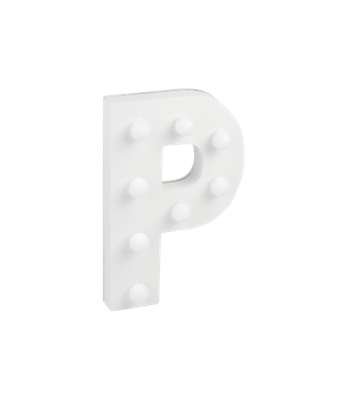 Letter P met licht hoogte 17 cm breedte 10,5 cm