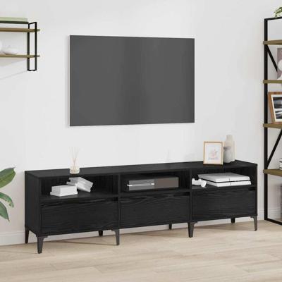 TV-kast Zwart eiken 150 x 30 x 44.5 cm Bewerkt hout TV-kast Zwart eiken 150 x 30 x 44.5 cm Bewerkt hout