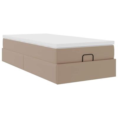 Ottoman bed met matras 90x200cm kunstleer cappuccinokleurig